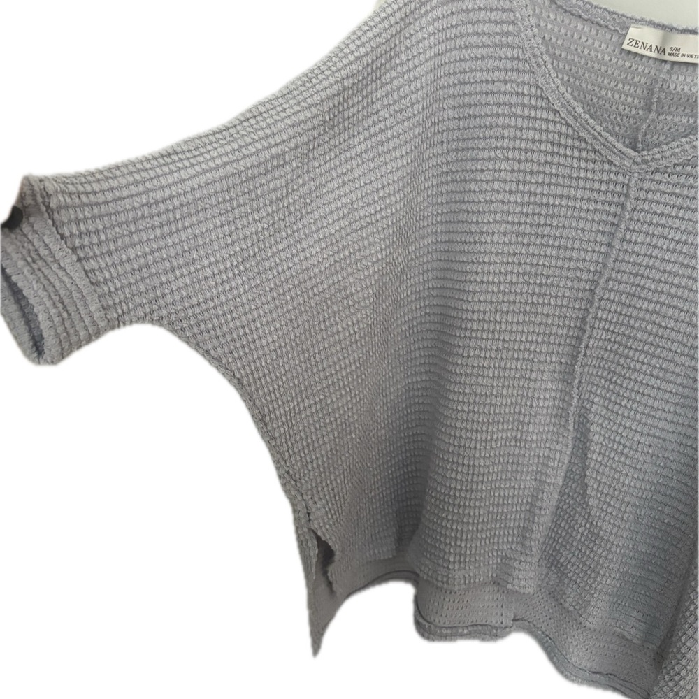 Zenana Outfitters Light Gray Women's Poncho Sweater size Small but fits up XL - Picture 7 of 12